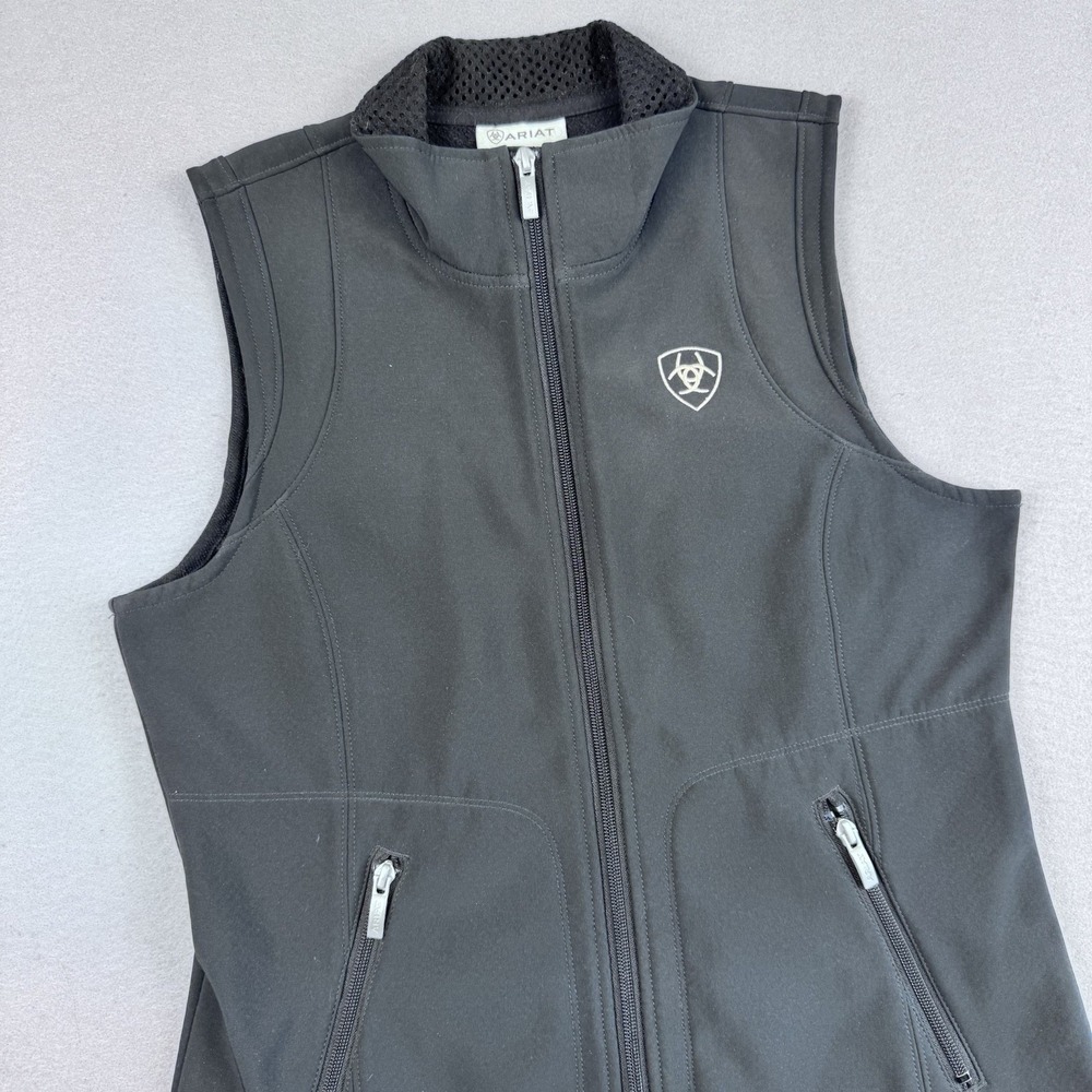 Ariat Softshell Embroidered Vest Women M Black Western Rodeo Workwear Arena